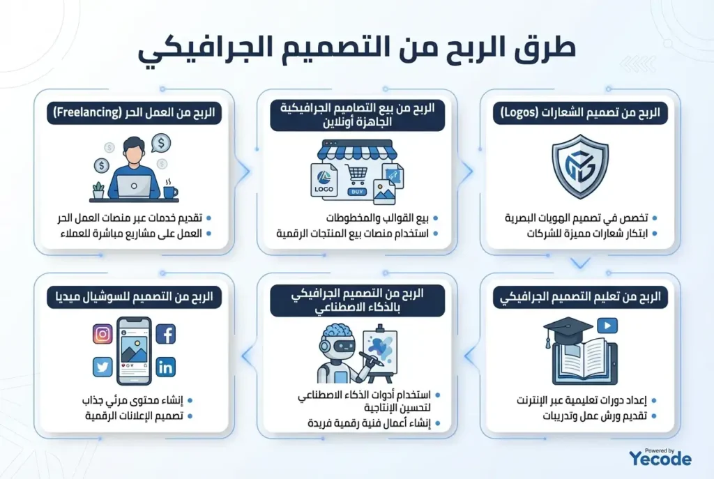 طرق الربح من التصميم الجرافيكي أونلاين – يمن كود