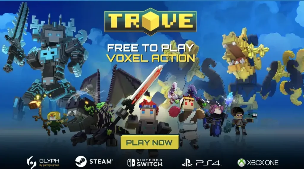 Trove الألعاب مثل ماين كرافت مع نظام قتال وأكشن
